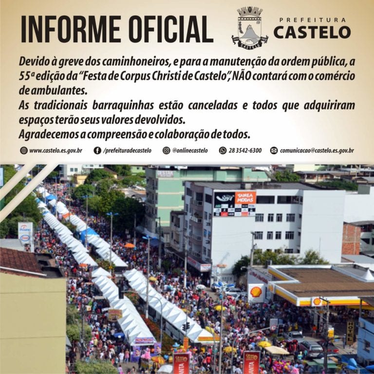 Festa de Corpus Christi de Castelo não terá comércio de ambulantes