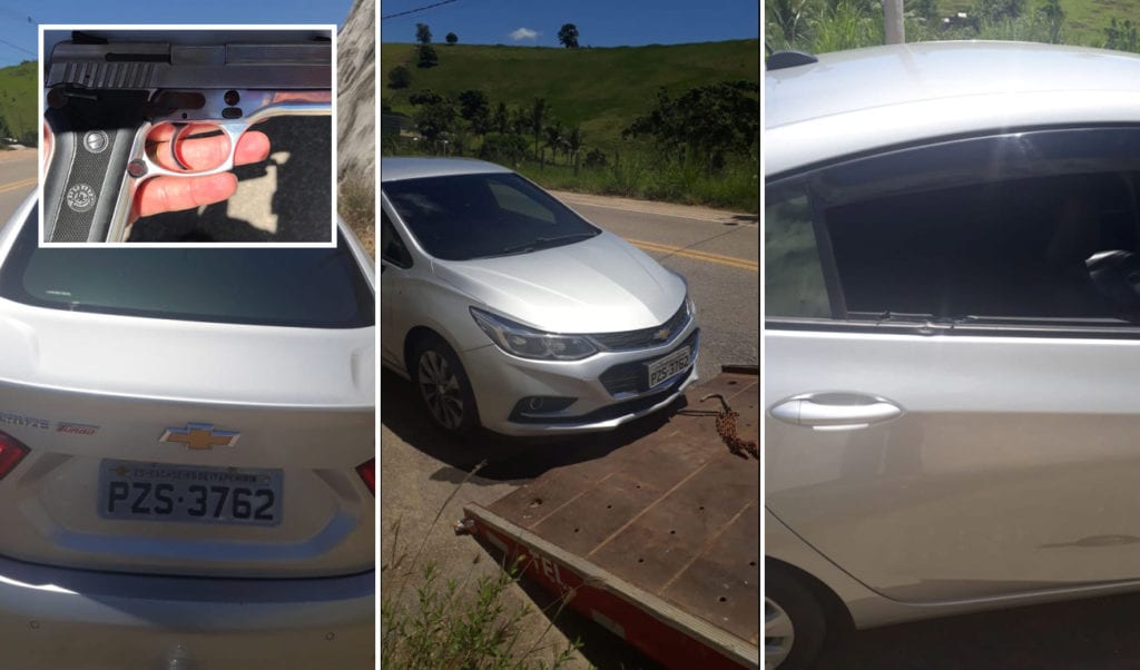 Tiroteio em Marataízes, bandidos perseguidos abandonam carro e fogem para mata