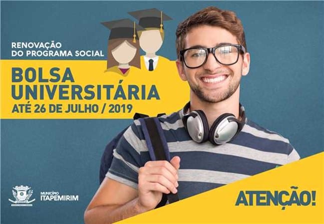 Renovação do Programa Social Bolsa Universitária em Itapemirim, Inscrições até sexta-feira (26)