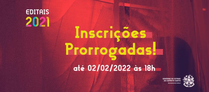 Inscrições dos Editais 2021 são prorrogadas para o dia 02 de fevereiro