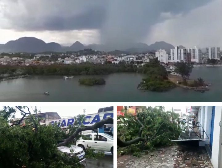Temporal com fortes ventos e chuva de granizo causa estragos em Guarapari