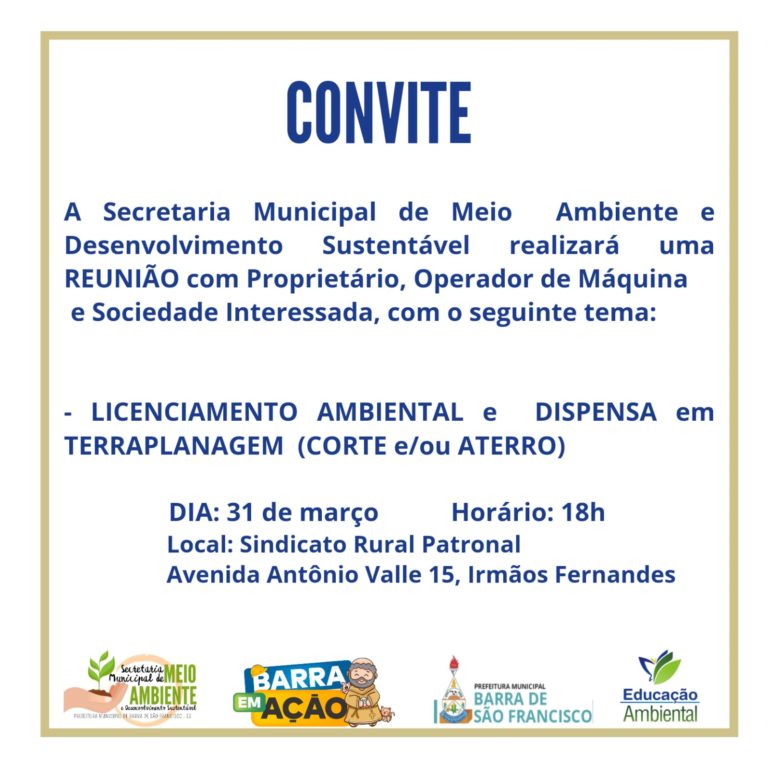 Amanhã, Secretaria de Meio Ambiente promove palestra de orientação sobre licenciamento ambiental de terraplanagem, escavação e aterros