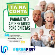 Pagamento de março dos aposentados e pensionistas do BARRAPREV já está na conta