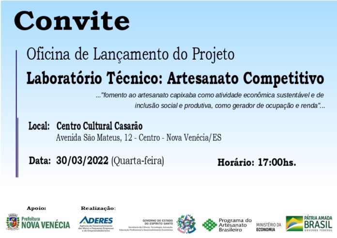 Prefeitura Municipal de Nova Venécia realizará a Oficina de Lançamento do Projeto Laboratório Técnico