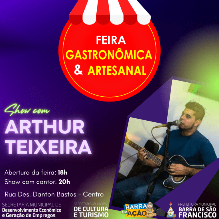 Arthur Teixeira vai agitar a noite deste sábado, 9, na feira gastronômica e artesanal