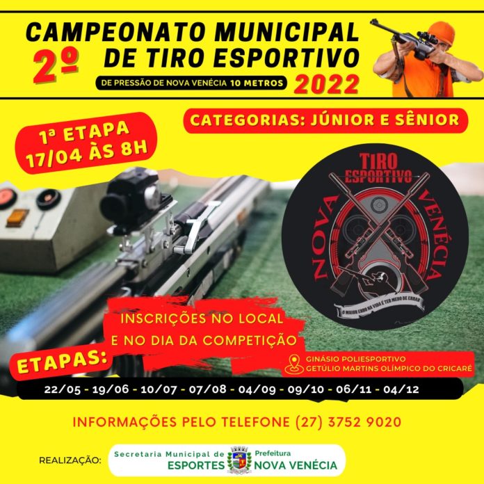 Inscrições abertas para a 2° Etapa do Campeonato Municipal de Carabina de Pressão