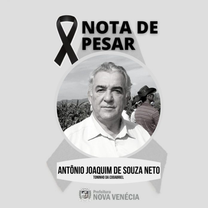 Nota de pesar: Senhor Antônio Joaquim de Souza Neto
