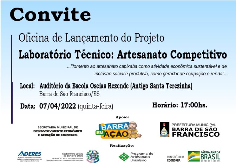 Oficina de lançamento do Laboratório Técnico de Artesanato Competitivo do ES acontece nesta quinta, 7