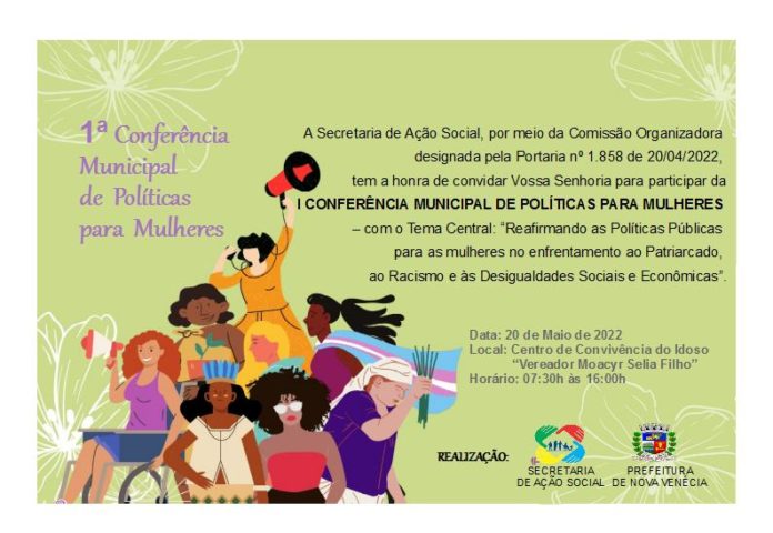 A Prefeitura de Nova Venécia convida a população para 1ª Conferência Municipal de Políticas para Mulheres