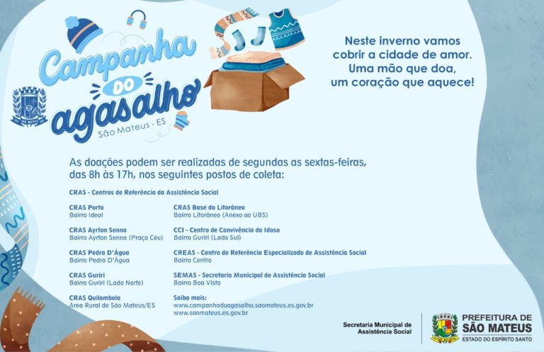 CAMPANHA DO AGASALHO EM SÃO MATEUS: PONTOS DE COLETA NAS UNIDADES DA ASSISTÊNCIA SOCIAL