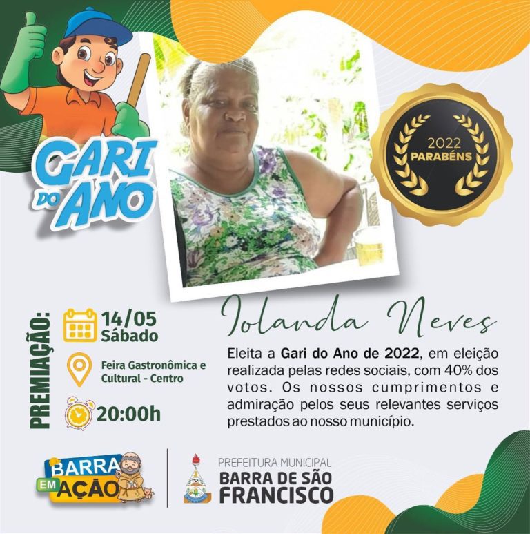 Gari do Ano: Iolanda Neves trabalha há 32 anos na Prefeitura e tem o  marido como colega na varrição de rua