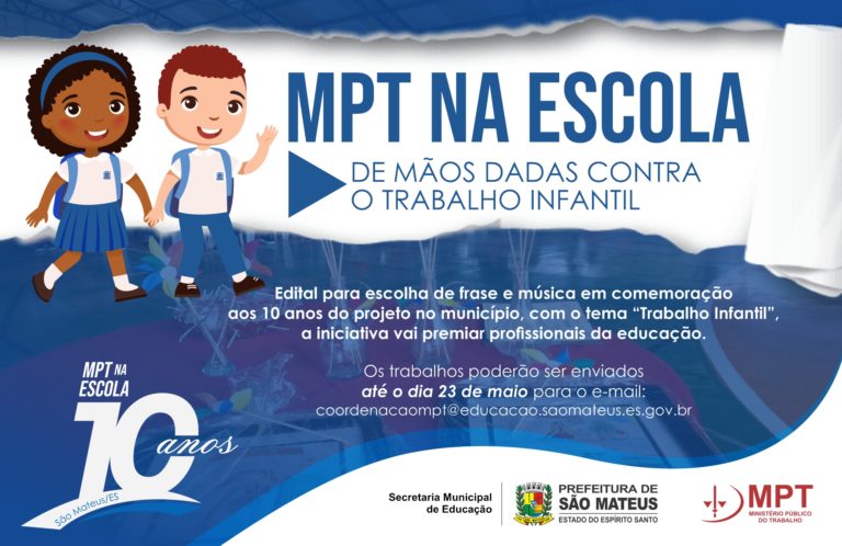 MPT NA ESCOLA: CONCURSO DE CRIAÇÃO DE FRASE E MÚSICA PARA PROFISSIONAIS DA EDUCAÇÃO