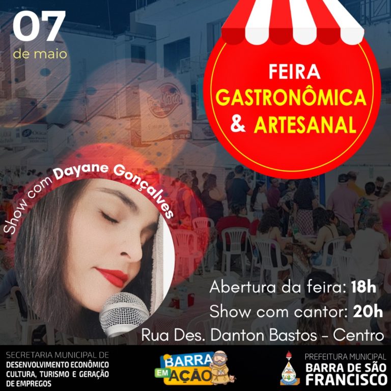 Prefeitura realiza mais uma edição da Feira Gastronômica e Artesanal, na Praça Municipal Arlindo Pinto da Costa, neste sábado, dia 7