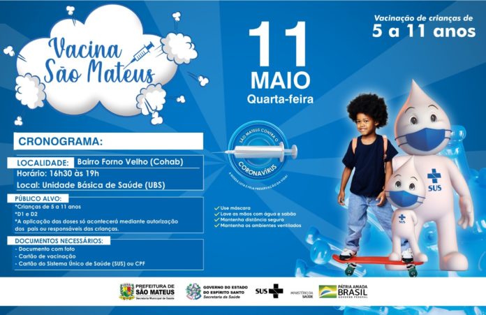 VACINAÇÃO INFANTIL SEGUE NESTA QUARTA-FEIRA (11) EM UNIDADES DE SAÚDE DE SÃO MATEUS