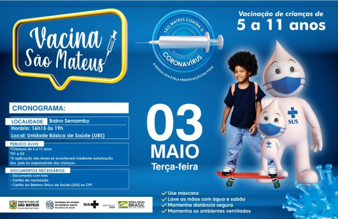 VACINAÇÃO INFANTIL SEGUE NESTA TERÇA-FEIRA (03) EM UNIDADES DE SAÚDE DE SÃO MATEUS