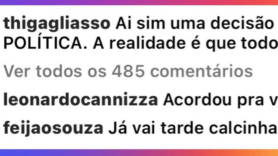 Post de Thiago Gagliasso com o comentário de João Souza, o Feijão 
