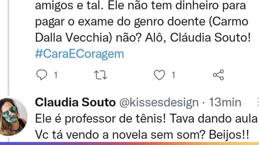 Print da resposta que a autora da Globo deu a um usuário do Twitter Print da resposta que a autora da Globo deu a um usuário do Twitter