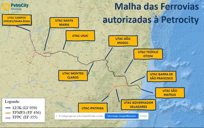 Petrocity já tem traçado de ferrovias e alternativa  locacional para UTAC de  Barra de São Francisco