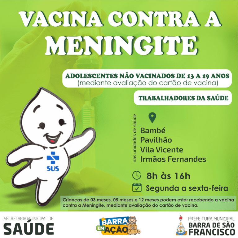 Secretaria de Saúde de Barra de São Francisco e Sesa abrem campanha de vacinação contra a meningite