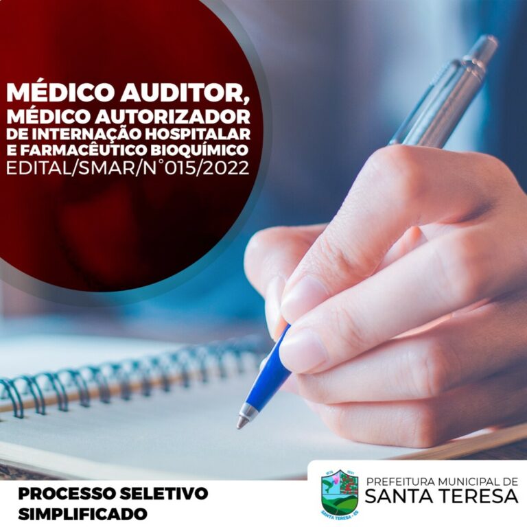 Processo Seletivo Simplificado para Médico Auditor, Médico Autorizador e Farmacêutico Bioquímico