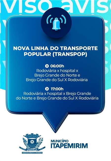 NOVA LINHA DO TRANSPORTE POPULAR (TRANSPOP)