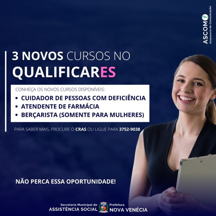 Nova Venécia tem vagas abertas para cursos do Qualificar ES