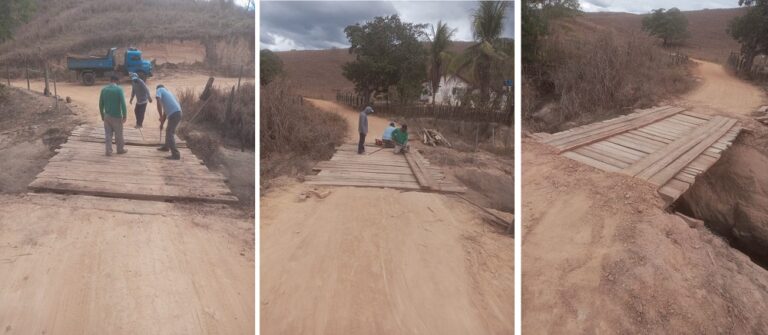 SEMTE reconstrói ponte de madeira no córrego Areia Branca