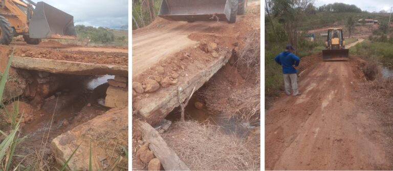 SEMTE reforma ponte com granito na  estrada do Assentamento 3 Corações