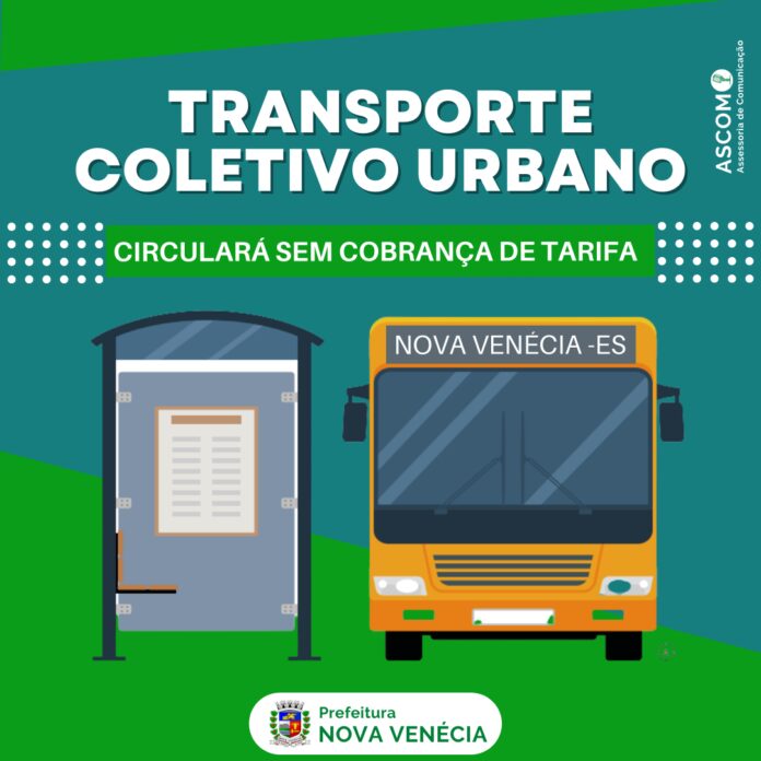 Neste Domingo (30), o transporte coletivo urbano circulará sem cobrança de tarifa