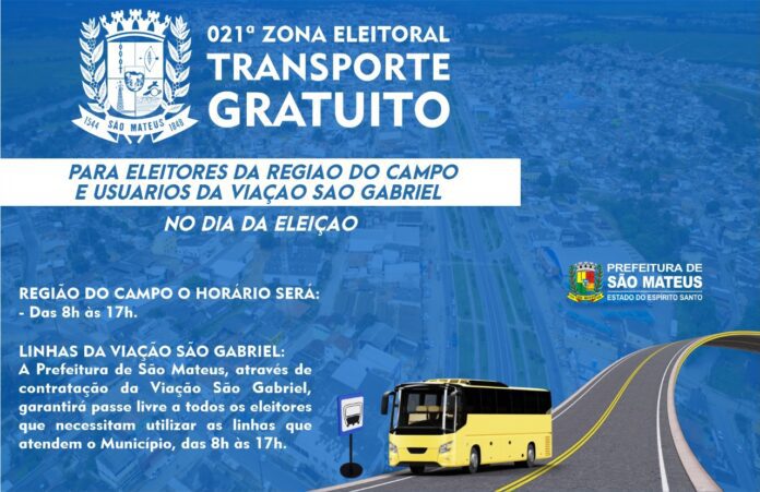 PREFEITURA DE SÃO MATEUS GARANTE TRANSPORTE GRATUITO PARA ELEITORES NO DIA DA ELEIÇÃO