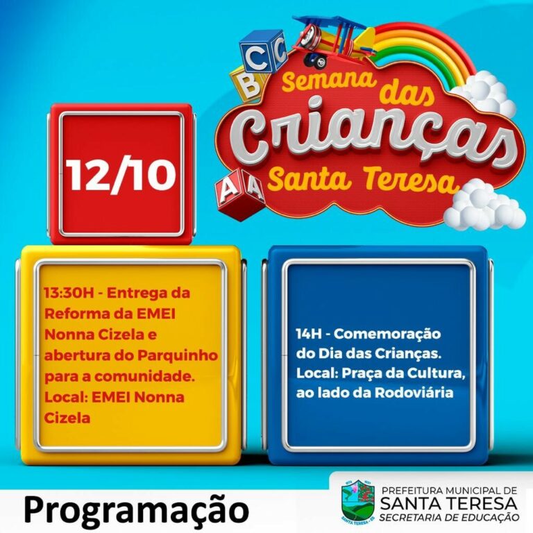 Semana das Crianças em Santa Teresa terá várias atividades e brincadeiras