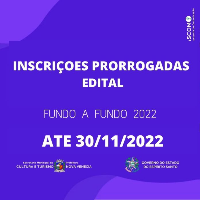 Secretaria Municipal de Cultura e Turismo prorroga inscrições Edital “Fundo a Fundo”