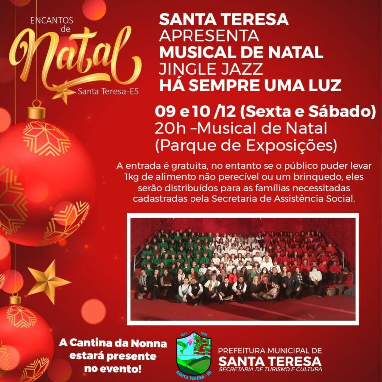 Musical de Natal traz brilho, som e luz para Santa Teresa no próximo fim de semana