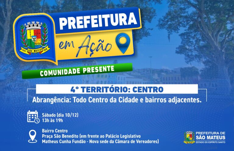 PREFEITURA EM AÇÃO-COMUNIDADE PRESENTE CHEGA AO CENTRO DA CIDADE NESTE SÁBADO (10) 