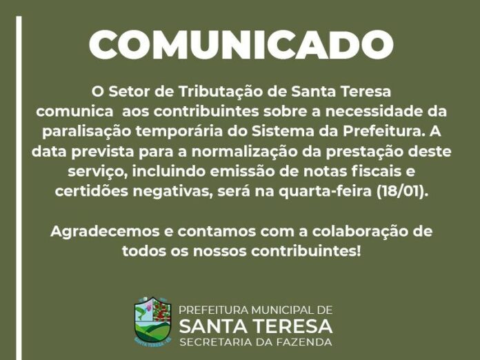 COMUNICADO TRIBUTAÇÃO