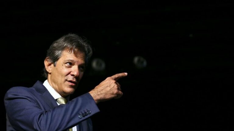 O ministro da Fazenda, Fernando Haddad, durante cerimônia de posse no cargo