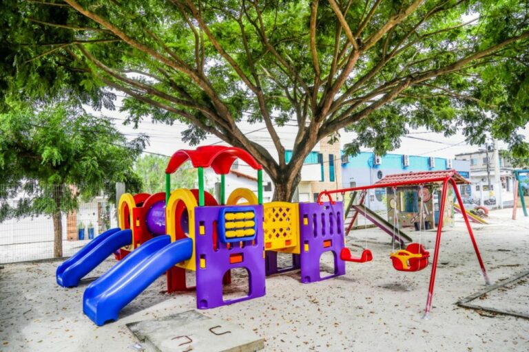 Prefeitura de Linhares instala playgrounds e entrega kits de basquete infantil às escolas da rede