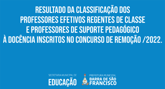 RESULTADO DA CLASSIFICAÇÃO DOS PROFESSORES EFETIVOS REGENTES DE CLASSE   E PROFESSORES DE SUPORTE PEDAGÓGICO À...
                                    
                                
                                05 de janeiro de 2023