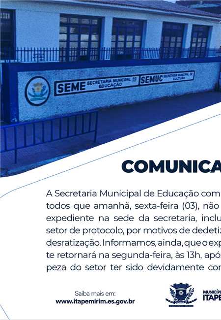 DEDETIZAÇÃO - EDUCAÇÃO