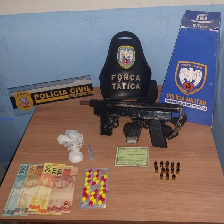 Operação conjunta das Polícias Civil e Militar prende suspeito de tráfico de drogas e apreende arma de fogo em Montanha