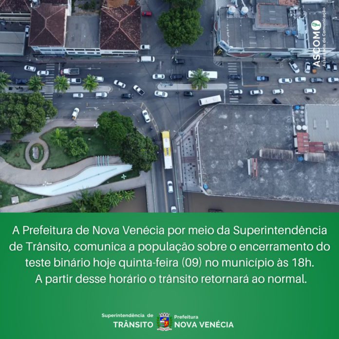 Teste binário para mudança do trânsito de Nova Venécia se encerra hoje