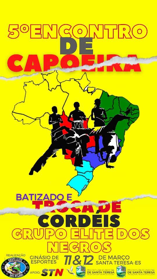 5° Encontro de Capoeira Batizados e Troca de Cordéis do Grupo de Capoeira Elite dos Negros de Santa Teresa será neste mês 