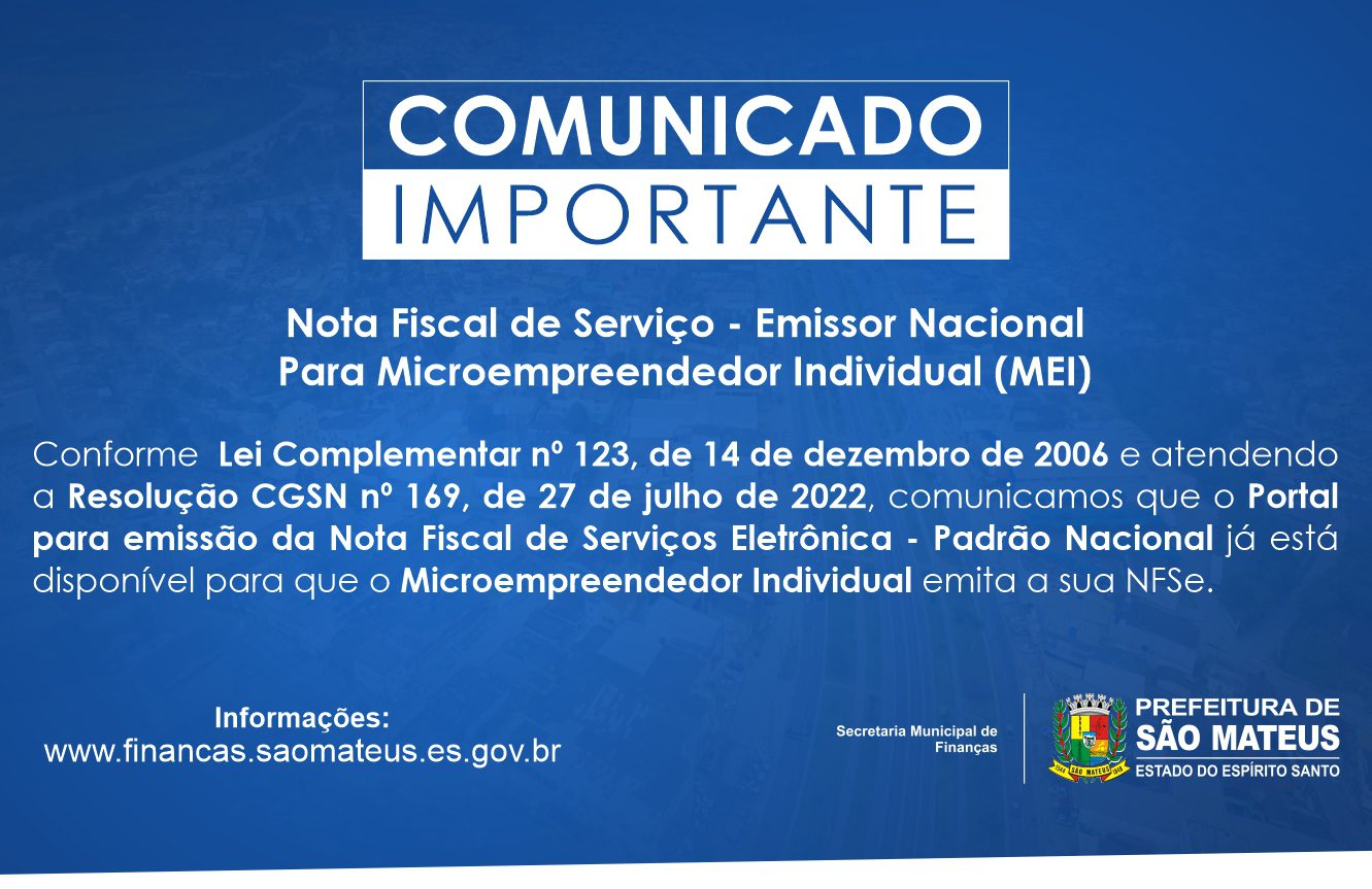 NOVAS REGRAS PARA EMISSÃO DAS NFS-E PELOS MEIS! - Prefeitura Municipal de  Cordisburgo