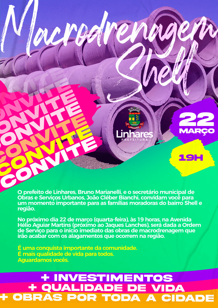 Prefeitura de Linhares dará ordem de serviço para início imediato de obras de macrodrenagem no bairro Shell