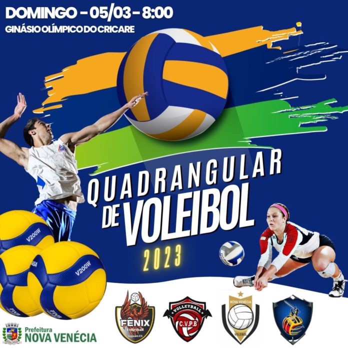 Secretaria de Esportes realizará o Quadrangular Masculino de vôlei e o Triangular Feminino de Vôlei neste domingo