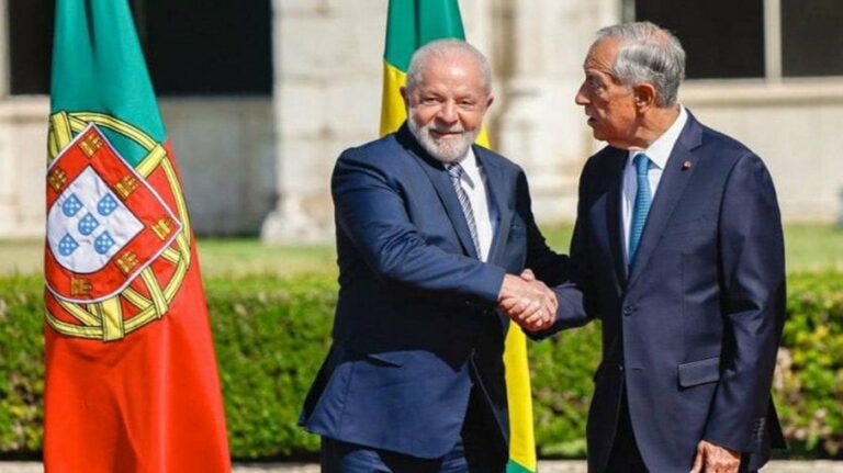 Lula e o presidente de Portugal, Marcelo Rebelo