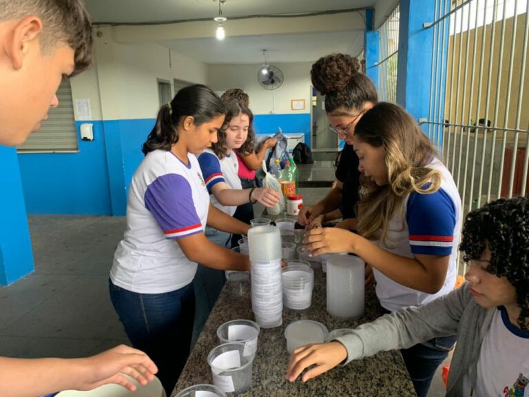Estudantes de escola do bairro Lagoa do Meio aprendem sobre reação química com produção de sabão   		