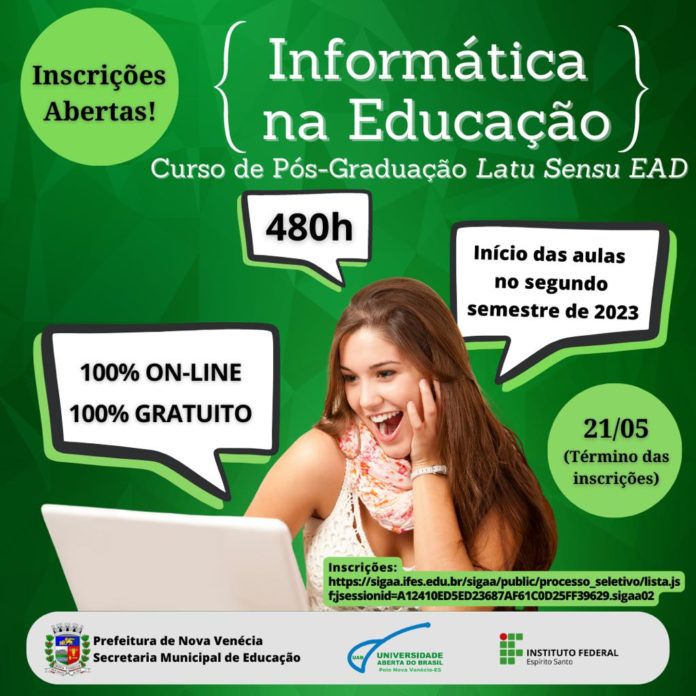 IFES abre Processo Seletivo para o Curso de Pós-graduação Lato Sensu em Informática na Educação