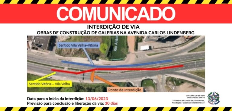 Interdição de via na Avenida Carlos Lindenberg, em Vila Velha