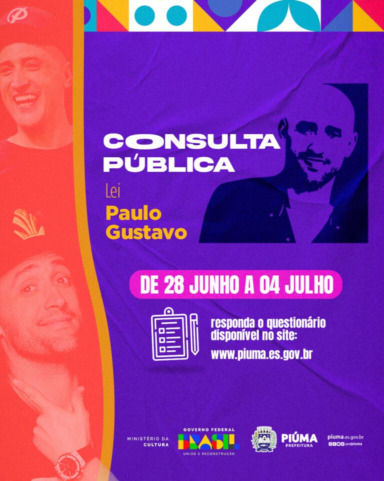 Aberta consulta pública para aplicação da Lei Paulo Gustavo em Piúma!